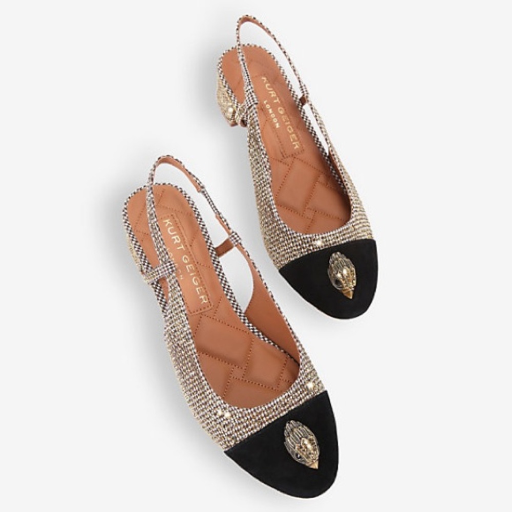 KURT GEIGER LONDON Sloane crystal-embellished woven sling-back pumps, SIZE 10 US